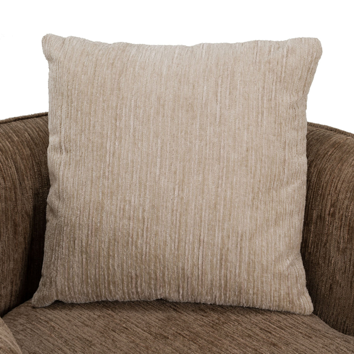 Swivel Accent Chair, Brown and Beige Fabric Round Arm Lounge Chair