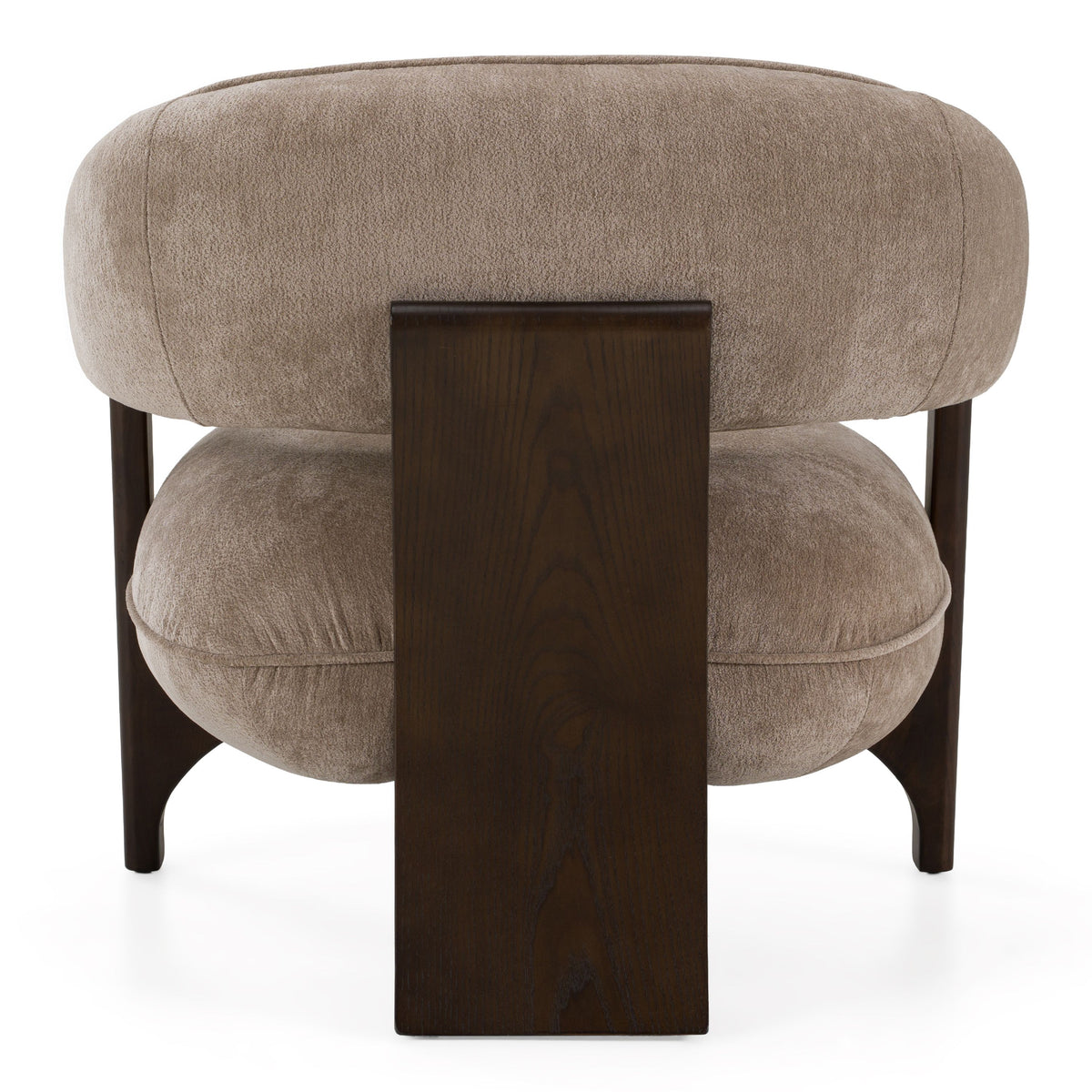 Tan Fabric Accent Chair, Modern Round Arm Club Chair with Wood Legs