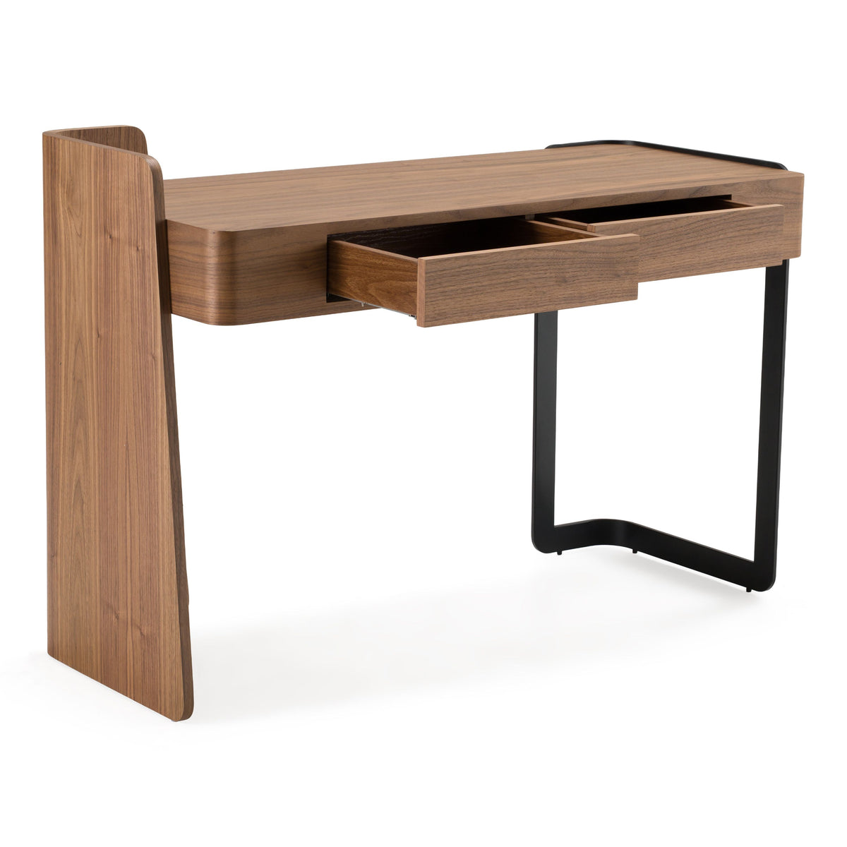 Walnut Writing Desk with Drawers, Modern Home Office Desk