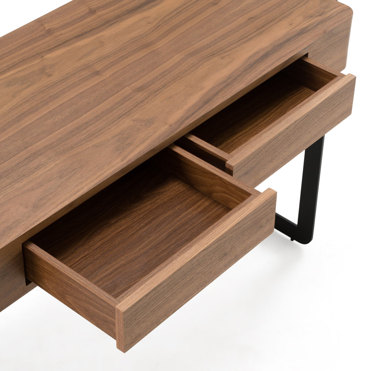 Walnut Writing Desk with Drawers, Modern Home Office Desk