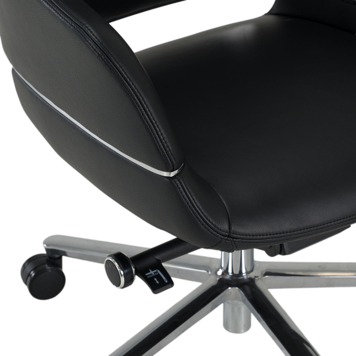 Black Leather Executive Office Chair, Modern Swivel Desk Chair