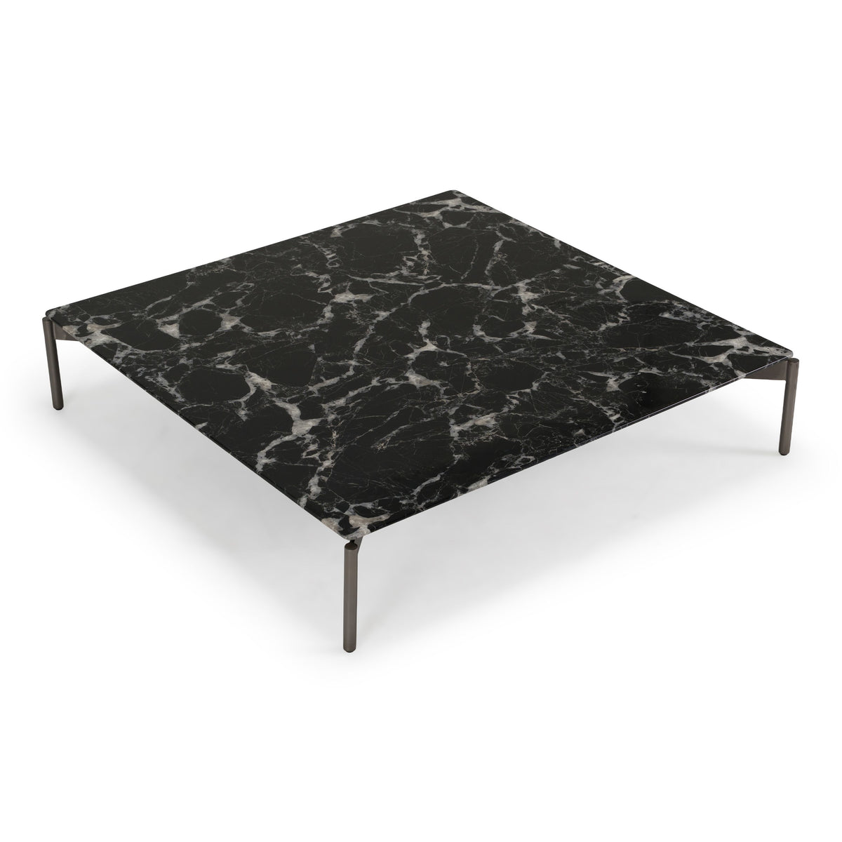 Black Faux Marble Coffee Table, Low Square Modern Living Room Table