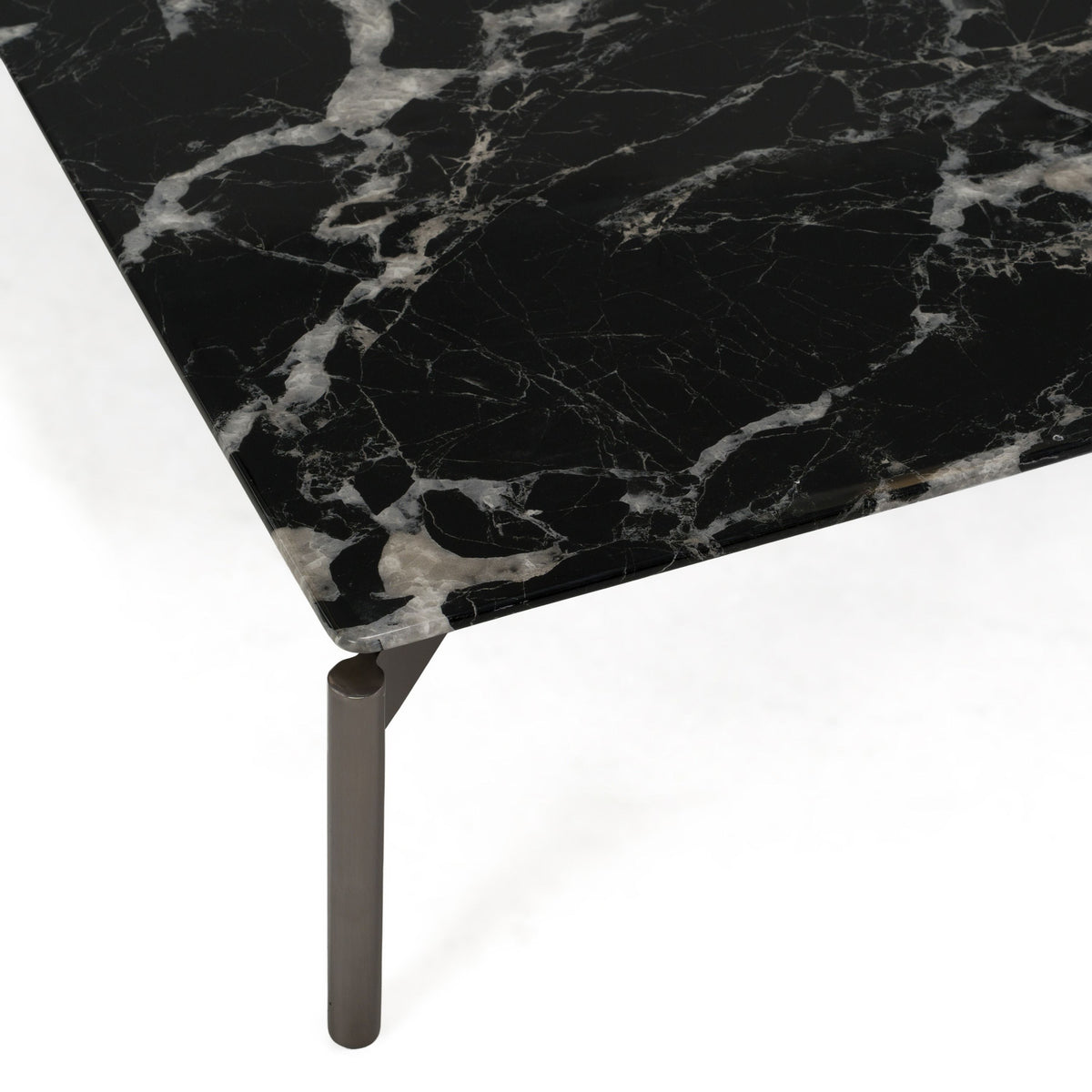Black Faux Marble Coffee Table, Low Square Modern Living Room Table
