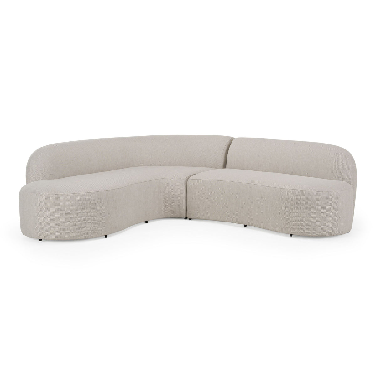 Outdoor Curved Sectional Sofa, Ivory Weather Resistant Patio Couch