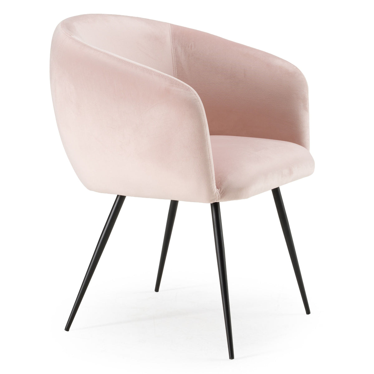 Round Black Dining Table Set with Pink Velvet Chairs, Modern Dining Set