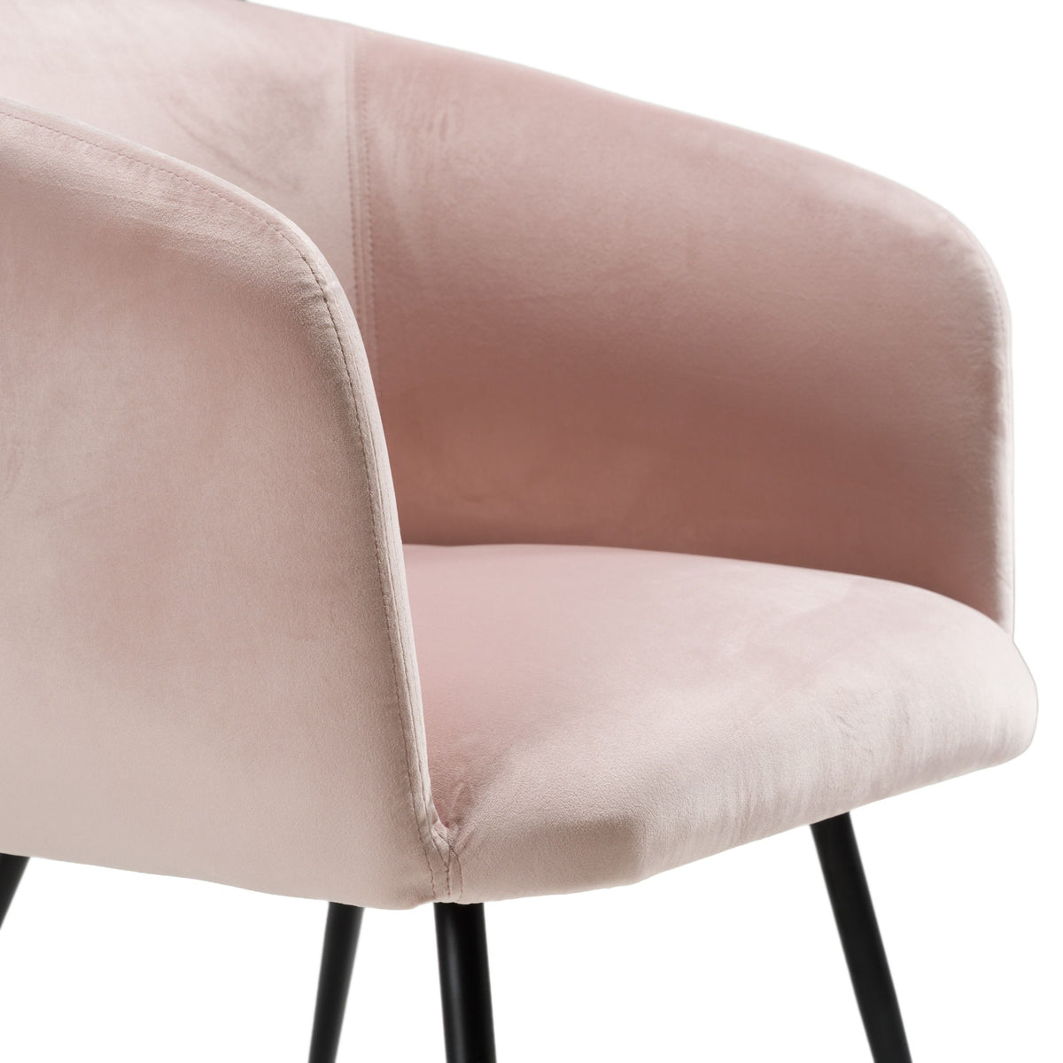 Round Black Dining Table Set with Pink Velvet Chairs, Modern Dining Set