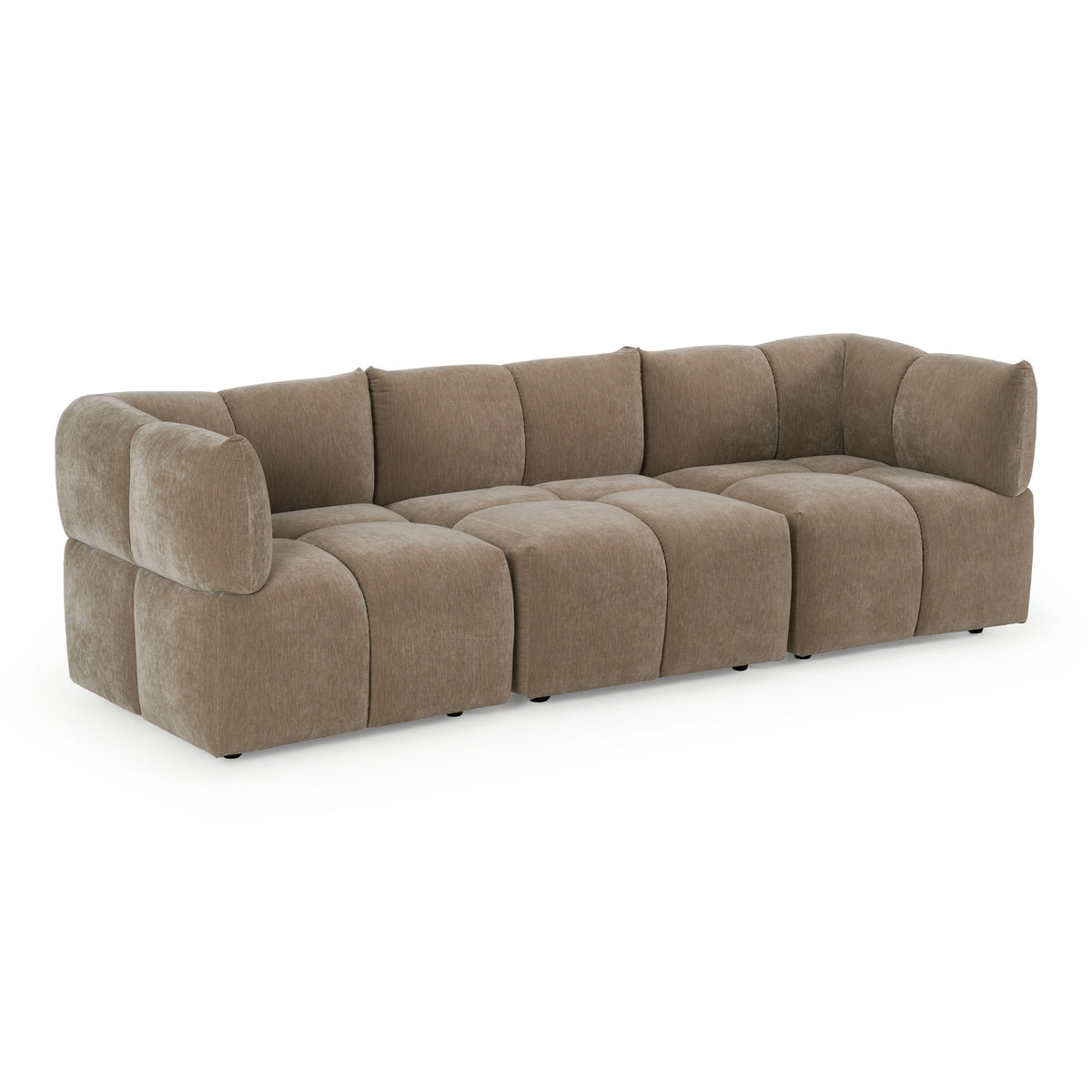 Taupe Modular Sectional Sofa, Modern Square Arm Tight Back Couch
