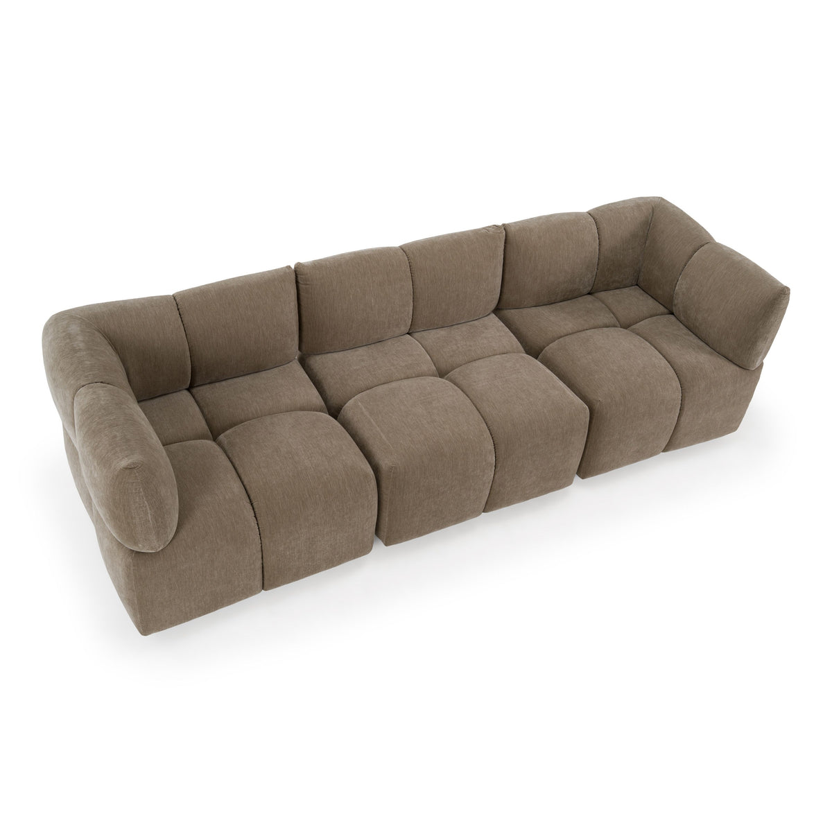 Taupe Modular Sectional Sofa, Modern Square Arm Tight Back Couch