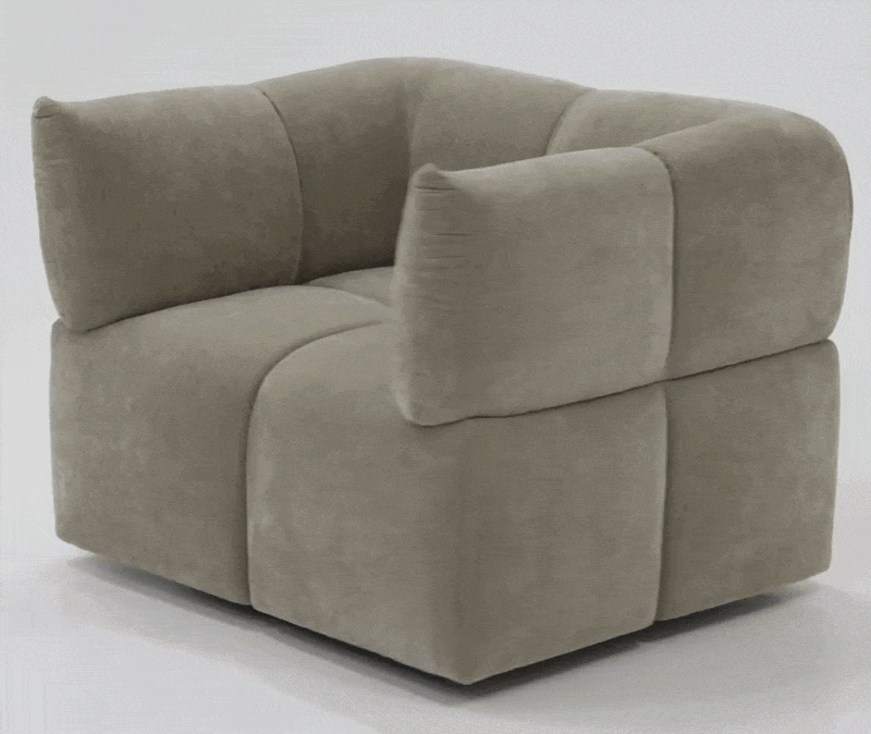 Taupe Swivel Accent Chair, Modern Wide Square Arm Swivel Chair