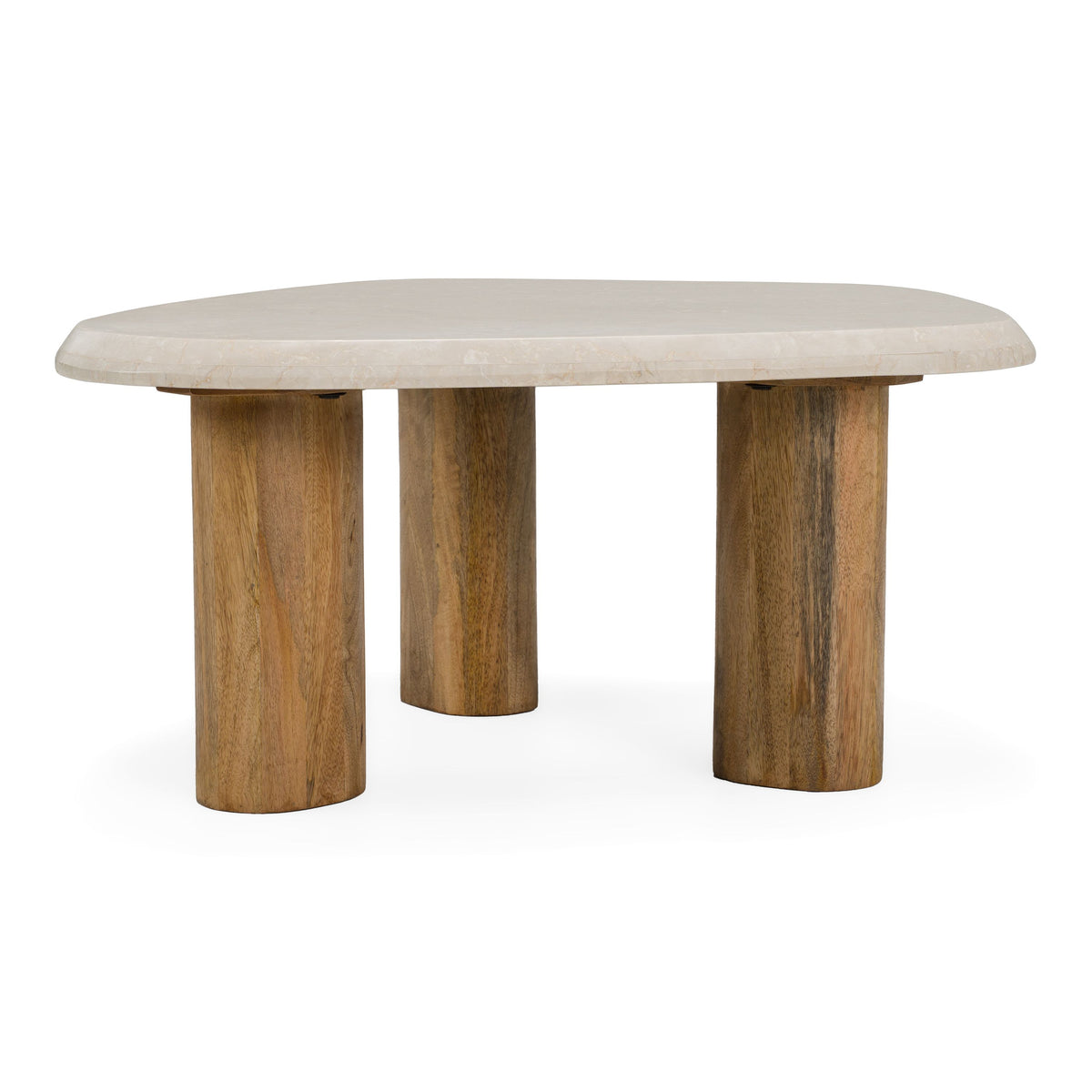 Marble Nesting Coffee Table Set, Freeform Mango Wood and Marble Tables