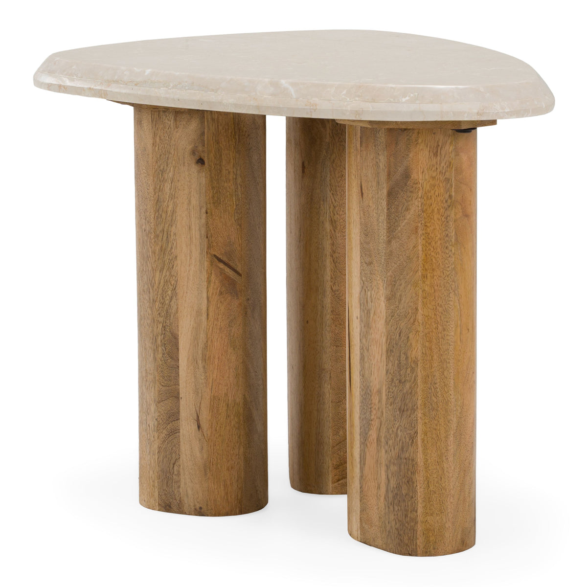 Marble Nesting Coffee Table Set, Freeform Mango Wood and Marble Tables