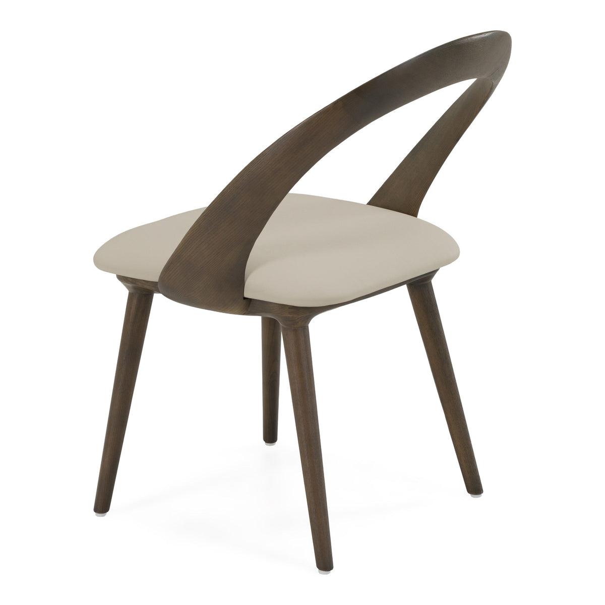Beige Vegan Leather Dining Chair Pair, Mid Century Grey Ash Wood Chairs