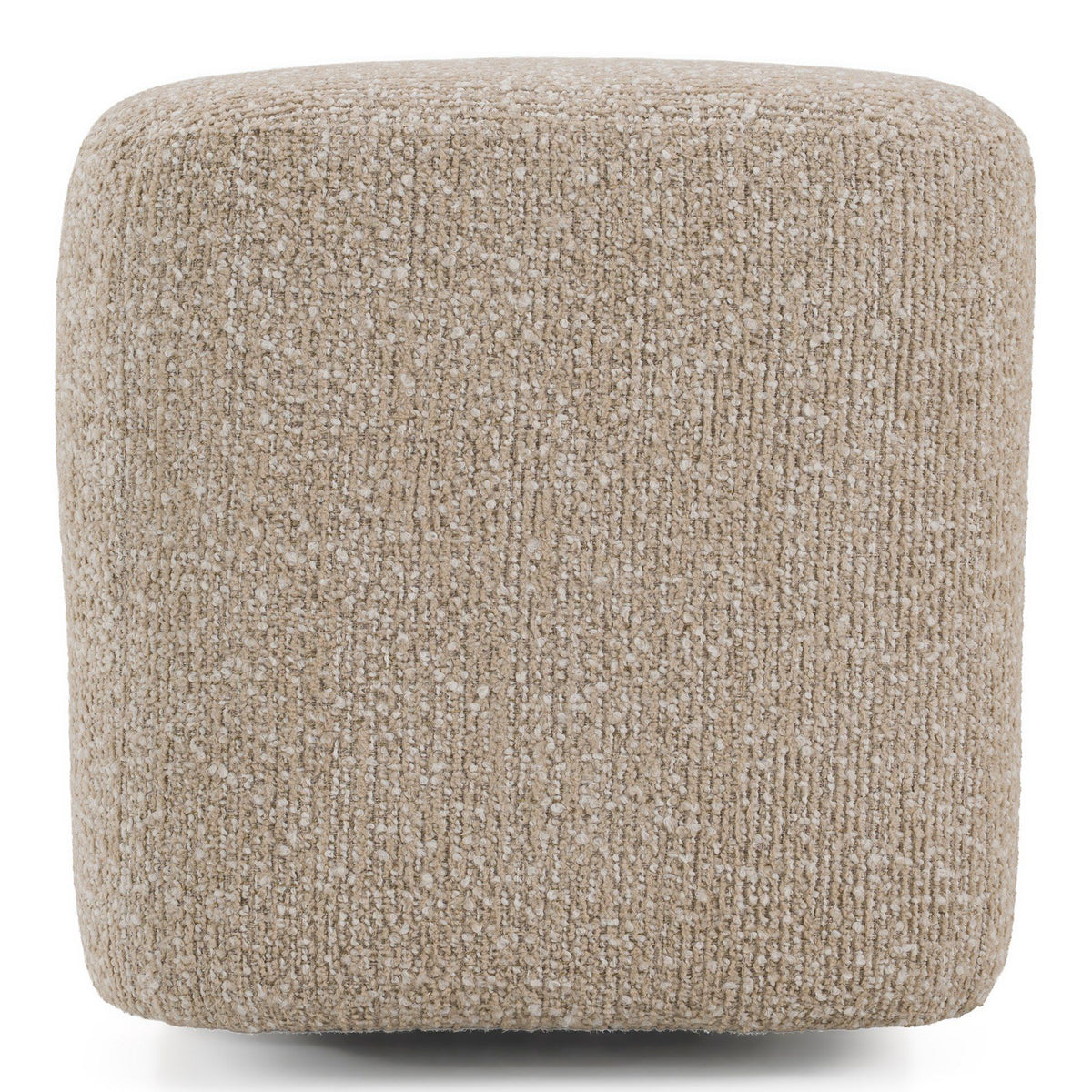 Upholstered Bench Ottoman, Beige Fabric and White Burl Entryway Bench
