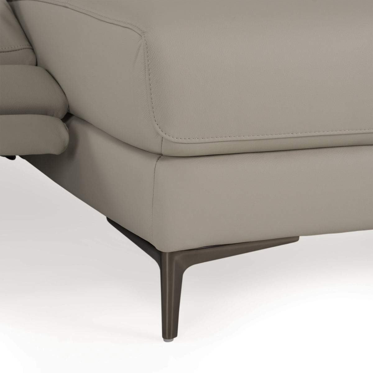 Power Reclining Leather Sectional, Light Grey L Shaped Couch with Chaise