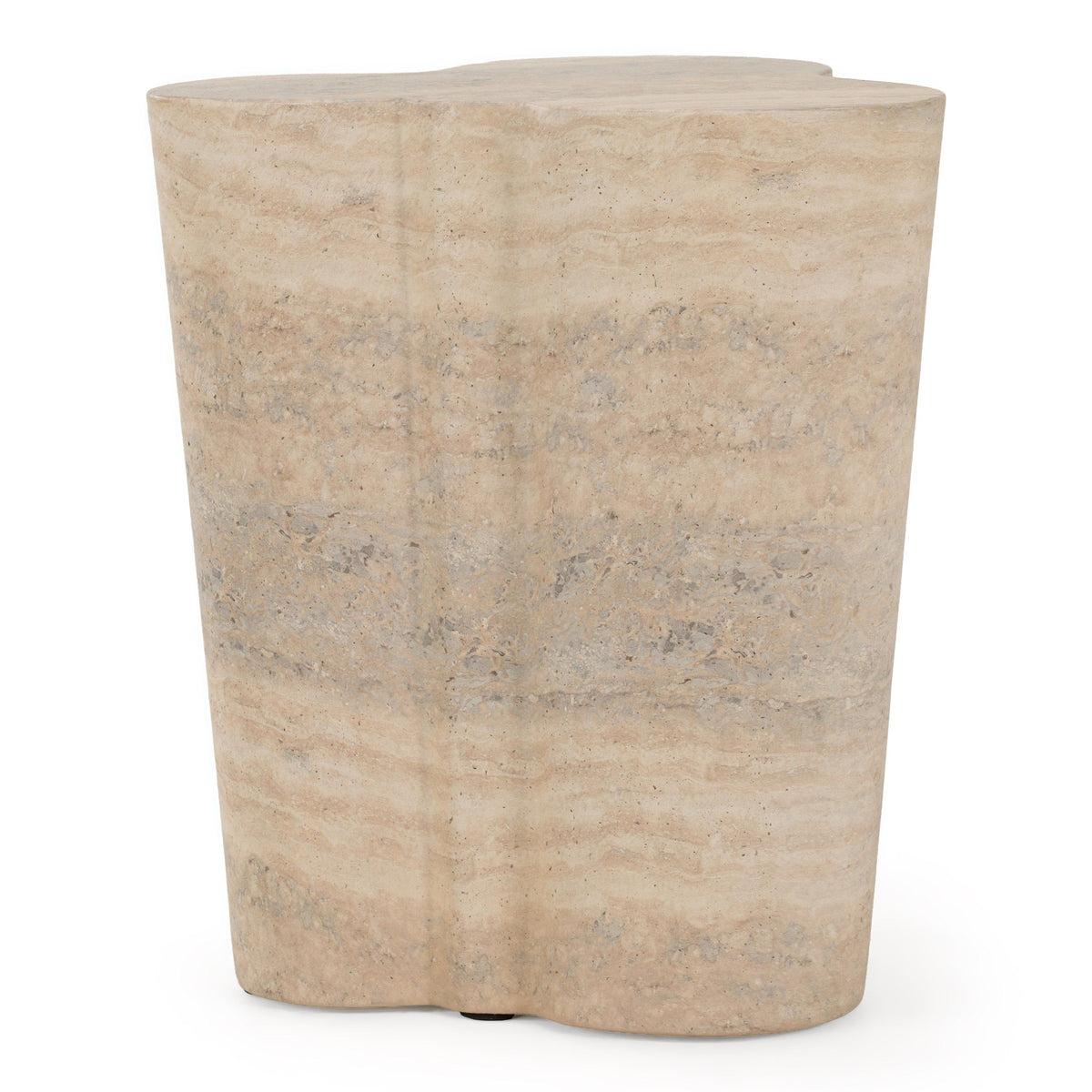 Faux Travertine End Table, Modern Concrete Drum Side Table