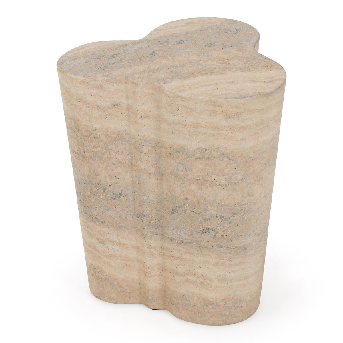 Faux Travertine End Table, Modern Concrete Drum Side Table