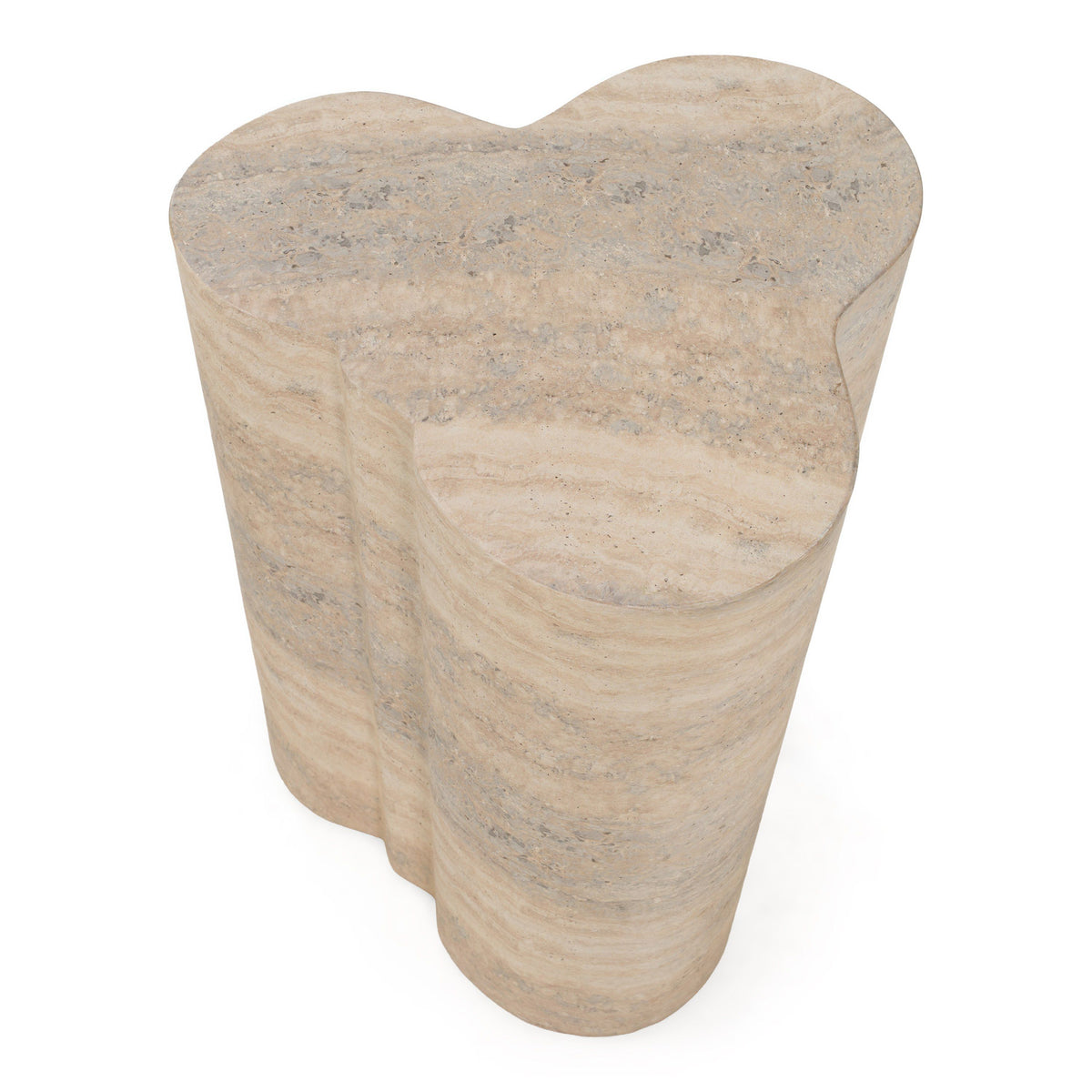 Faux Travertine End Table, Modern Concrete Drum Side Table