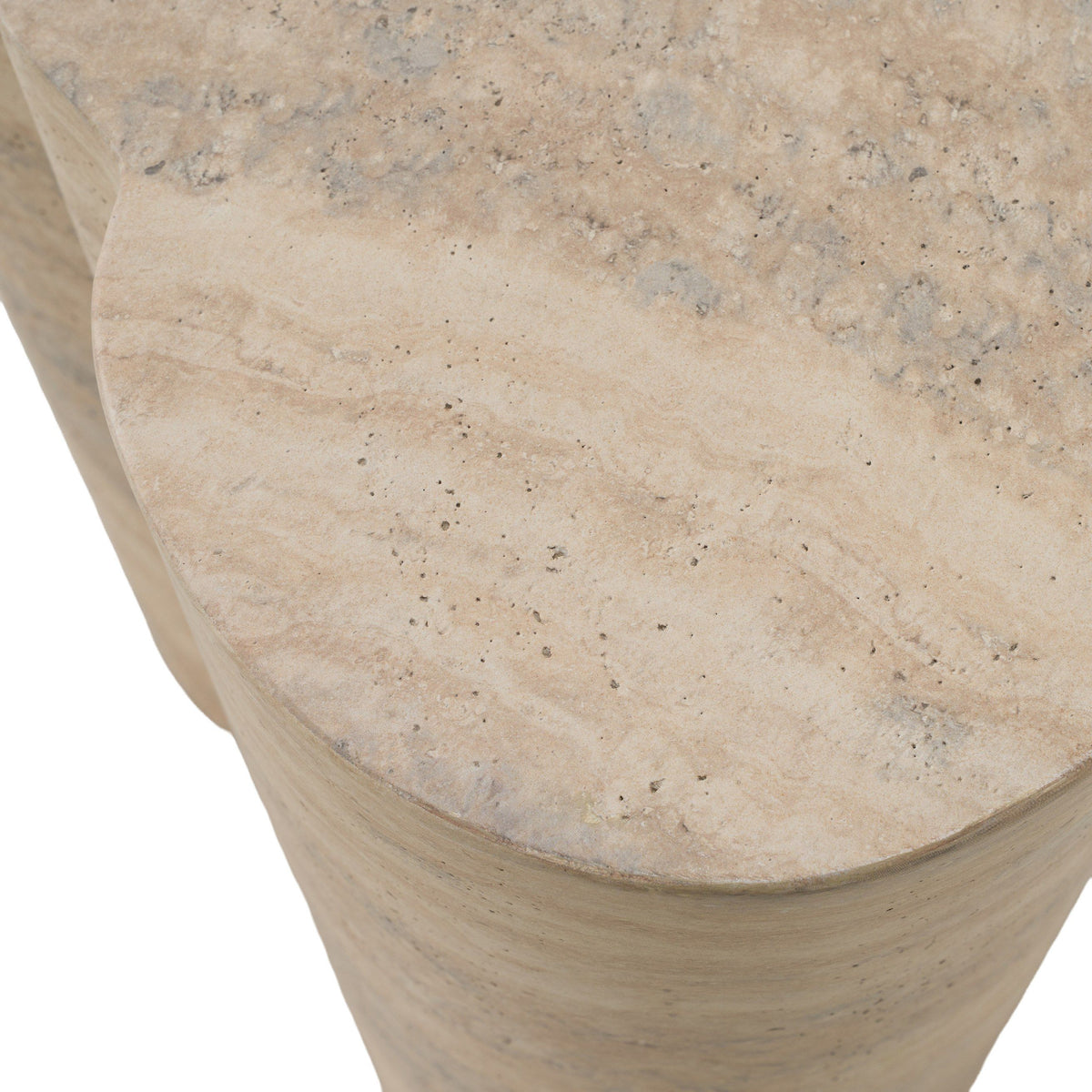 Faux Travertine End Table, Modern Concrete Drum Side Table