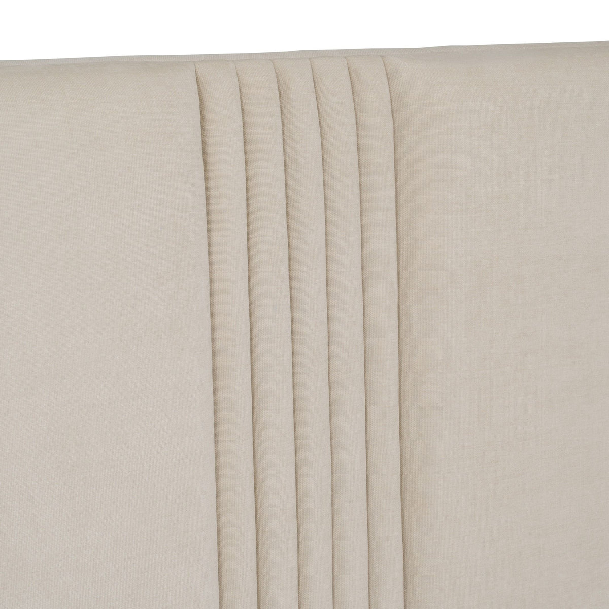 Beige Upholstered King Bed Frame, High Clearance Panel Bed