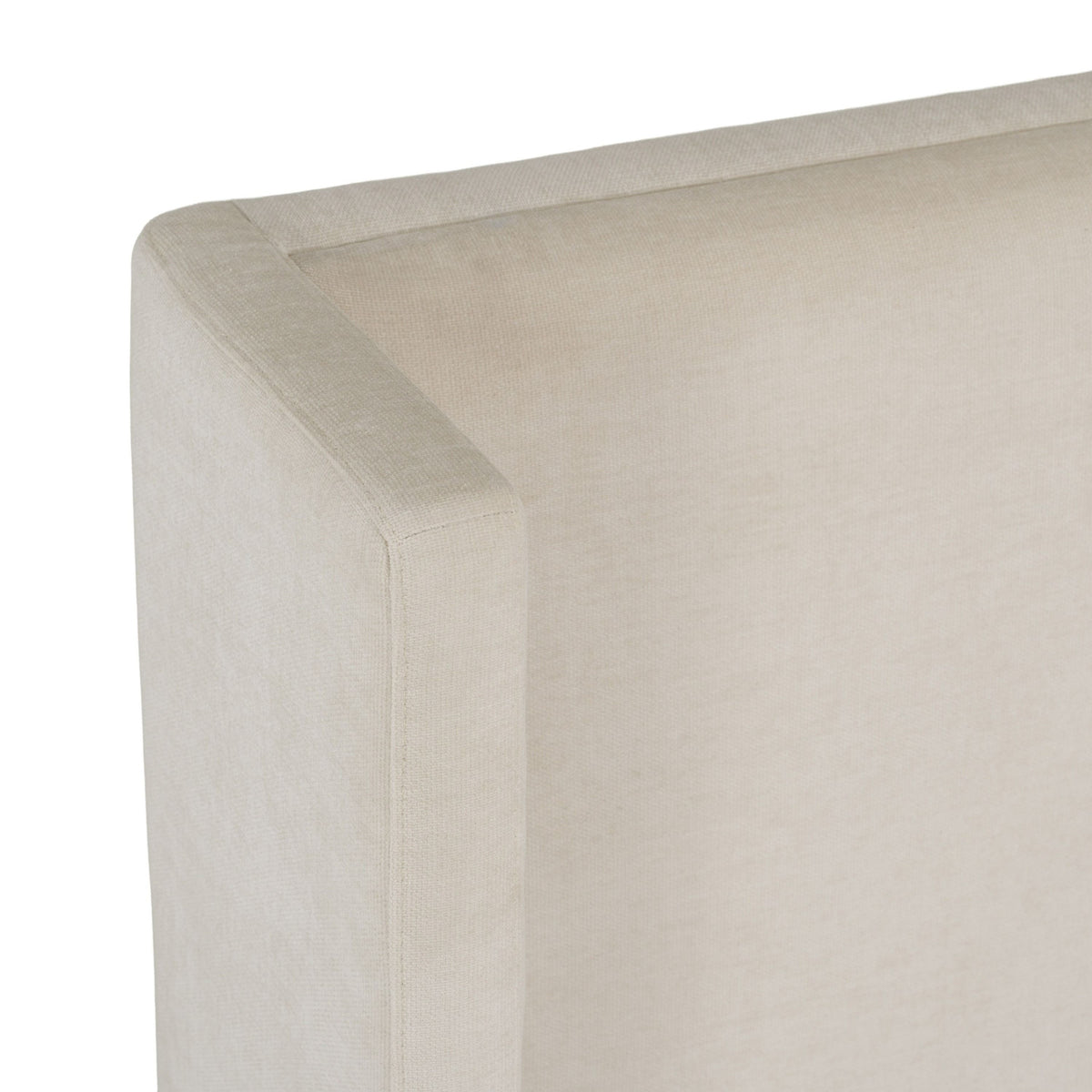 Beige Upholstered King Bed Frame, High Clearance Panel Bed