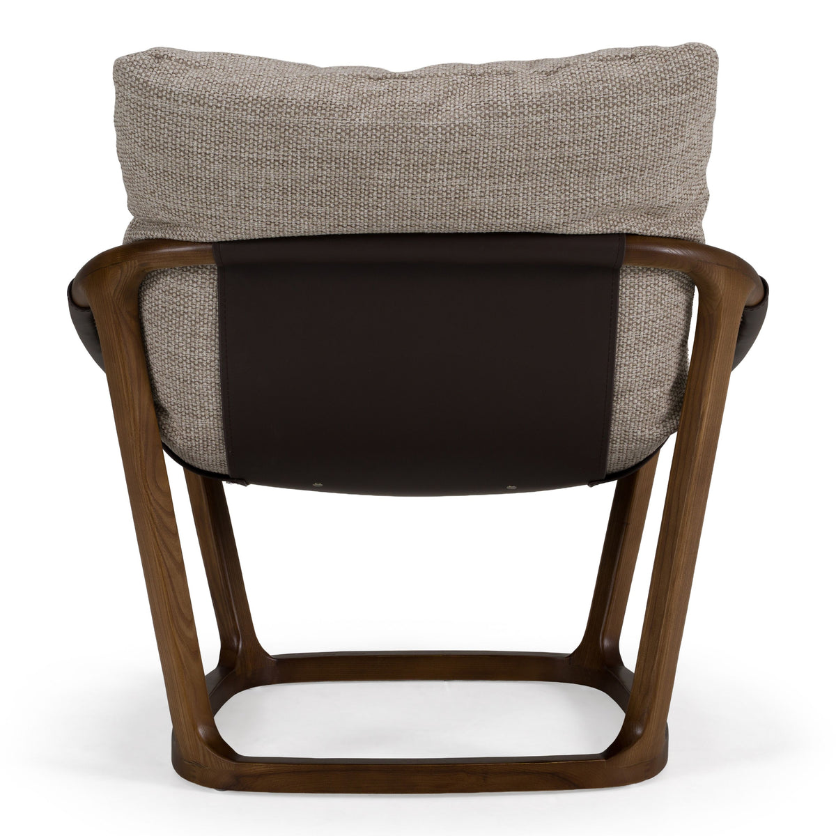 Beige and Brown Accent Chair, Modern Ash Wood Frame Lounge Chair