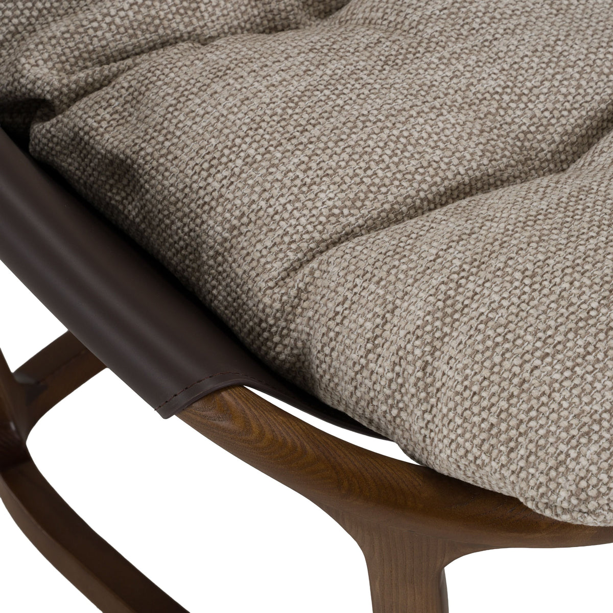 Beige and Brown Accent Chair, Modern Ash Wood Frame Lounge Chair