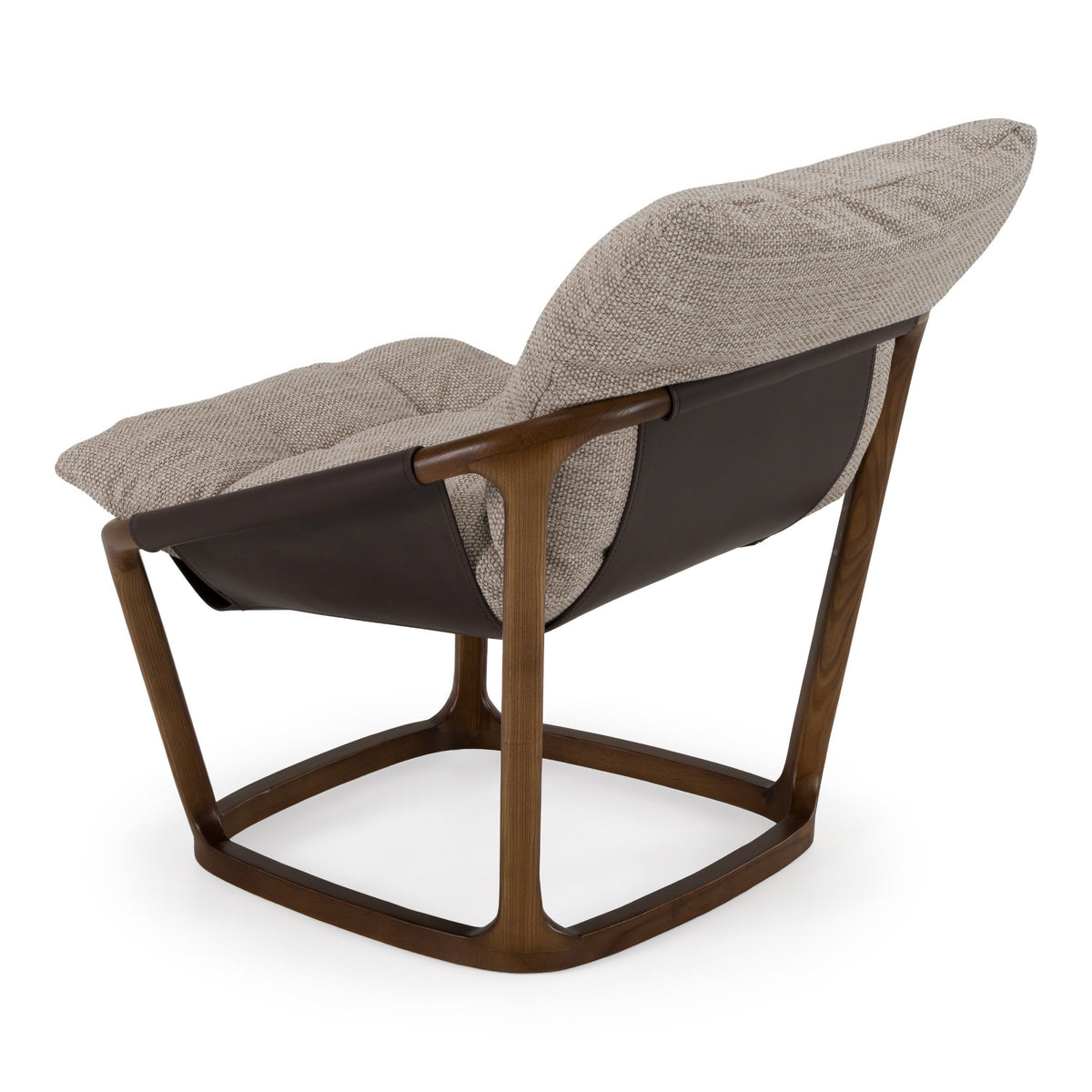Beige and Brown Accent Chair, Modern Ash Wood Frame Lounge Chair