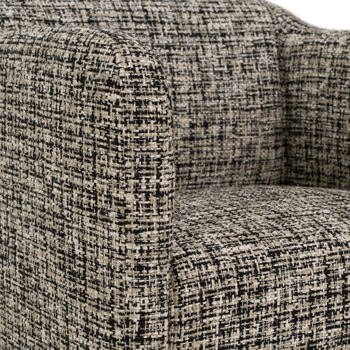 Black and Beige Tweed Dining Chair, Modern Upholstered Dining Room Arm Chair