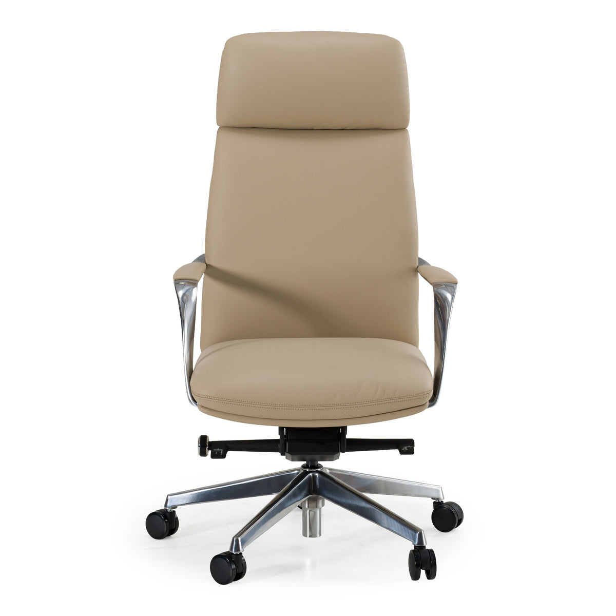 Tan Vegan Leather Office Chair, Executive Desk Chair with Headrest