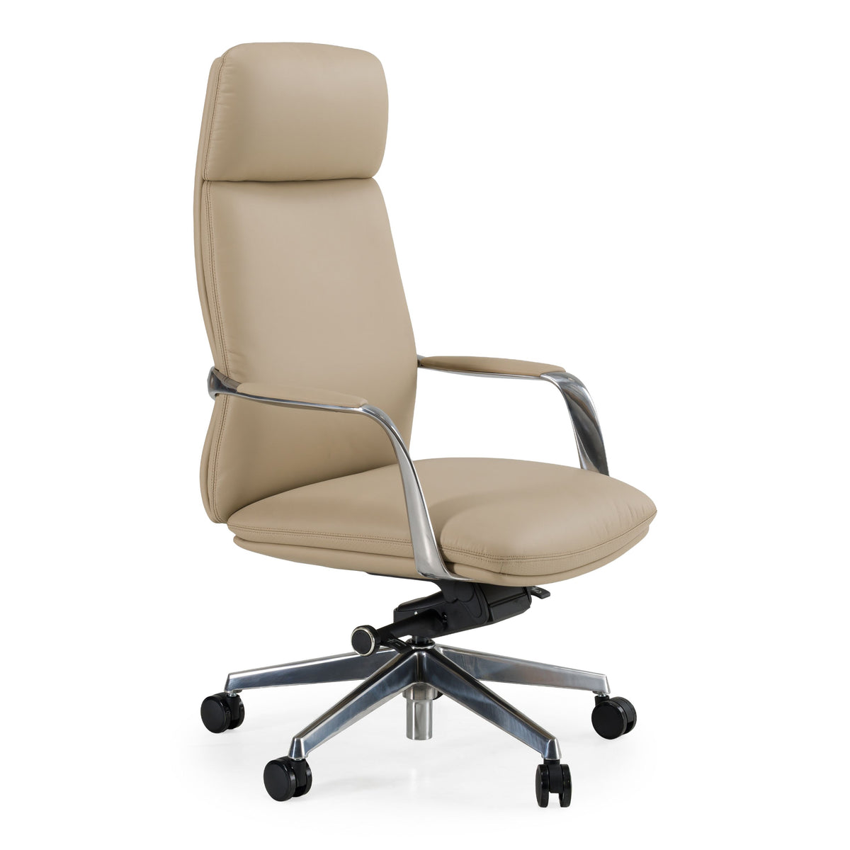 Tan Vegan Leather Office Chair, Executive Desk Chair with Headrest