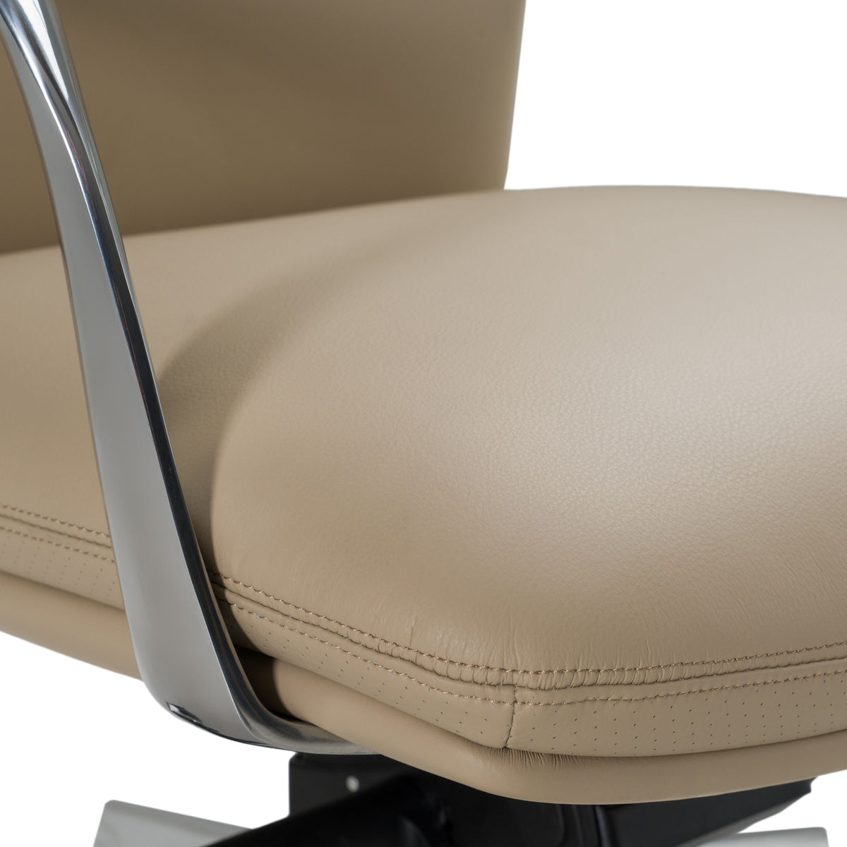 Tan Vegan Leather Office Chair, Executive Desk Chair with Headrest