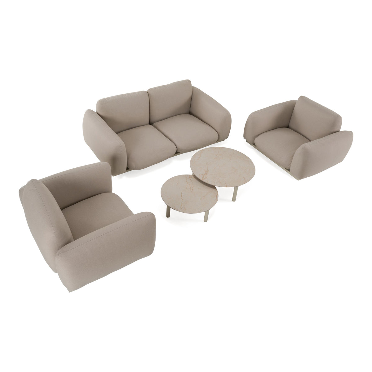 Outdoor Patio Conversation Set, Grey Loveseat and Chairs with Tables