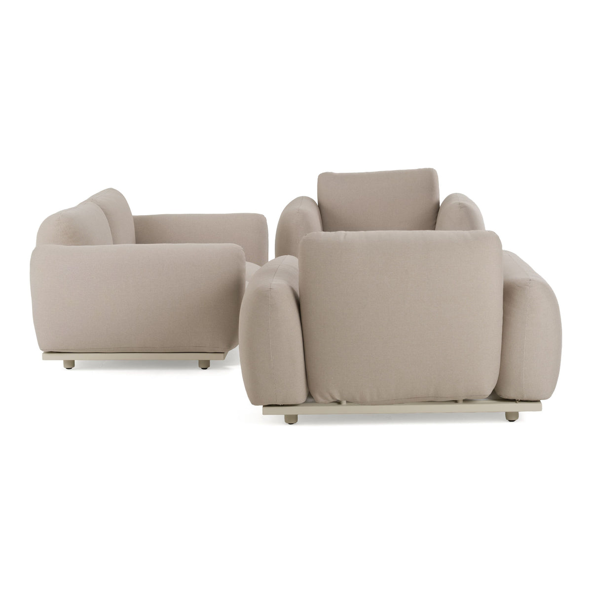 Outdoor Patio Conversation Set, Grey Loveseat and Chairs with Tables