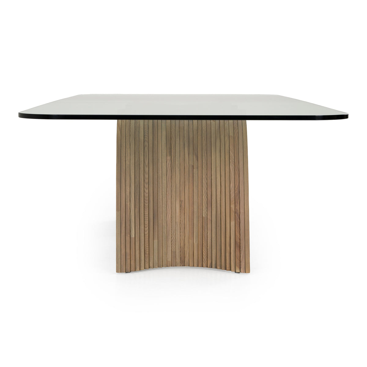 Glass Trestle Dining Table, Mid Century Modern Ash Wood Rectangular Table