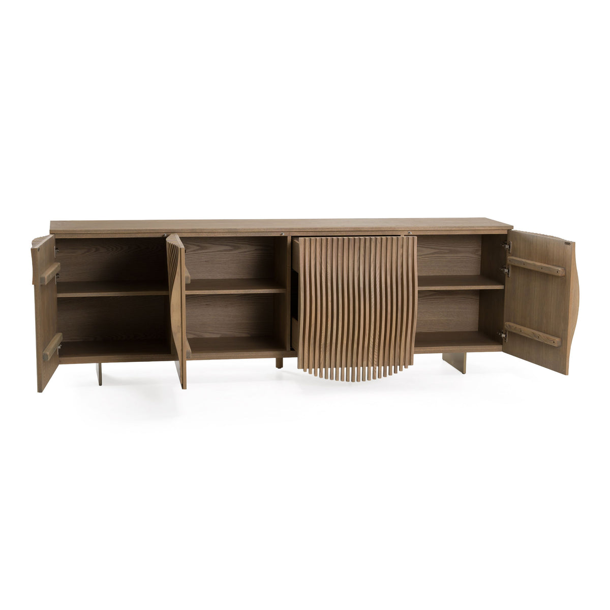 Taupe Sideboard Buffet, Modern Ash Wood Credenza with Gold Legs