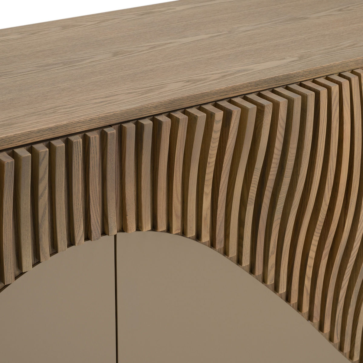 Taupe Sideboard Buffet, Modern Ash Wood Credenza with Gold Legs