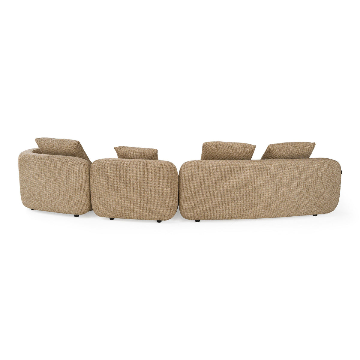 Beige Curved Chaise Sectional, Modern Left Facing Sofa with Pillows