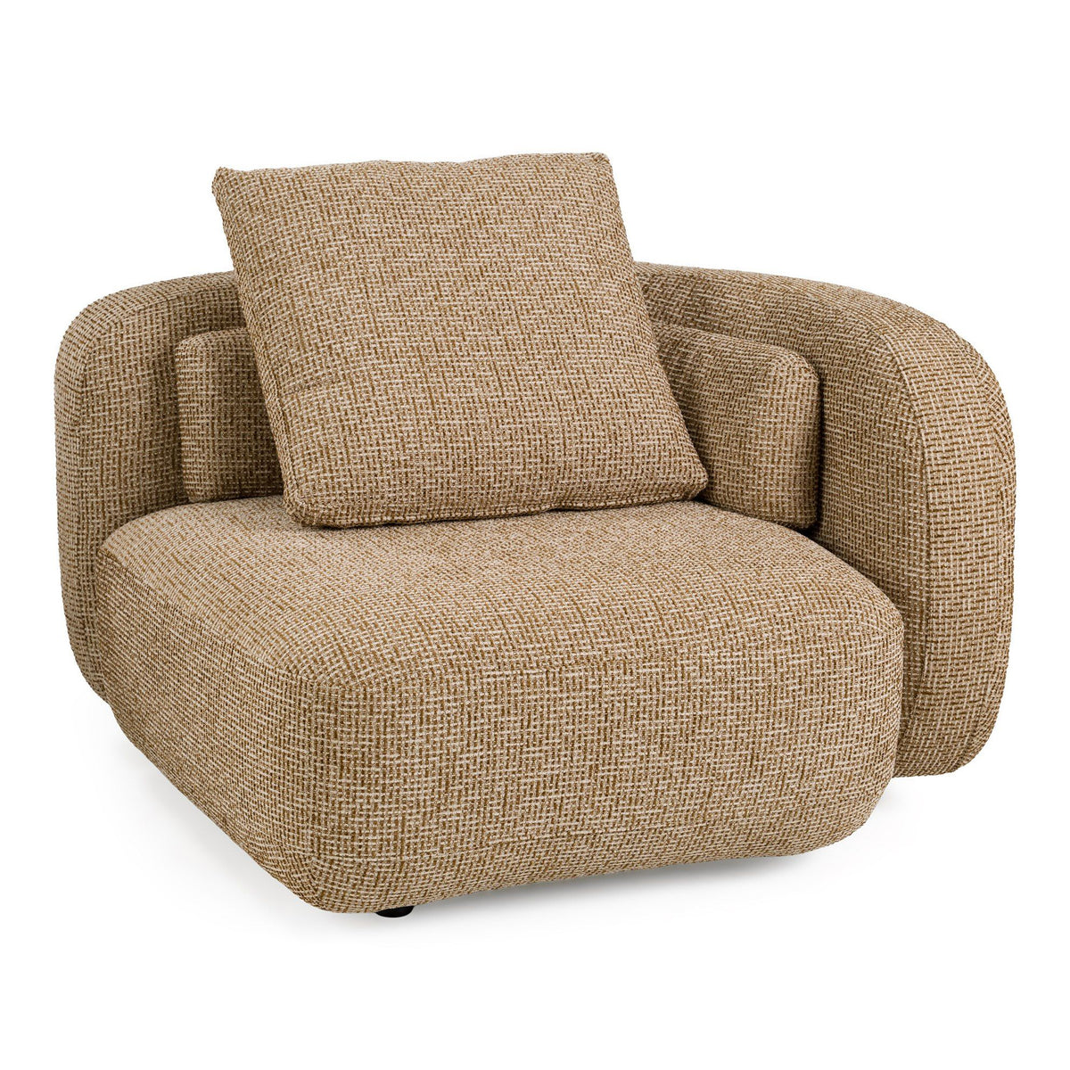 Beige Curved Chaise Sectional, Modern Left Facing Sofa with Pillows