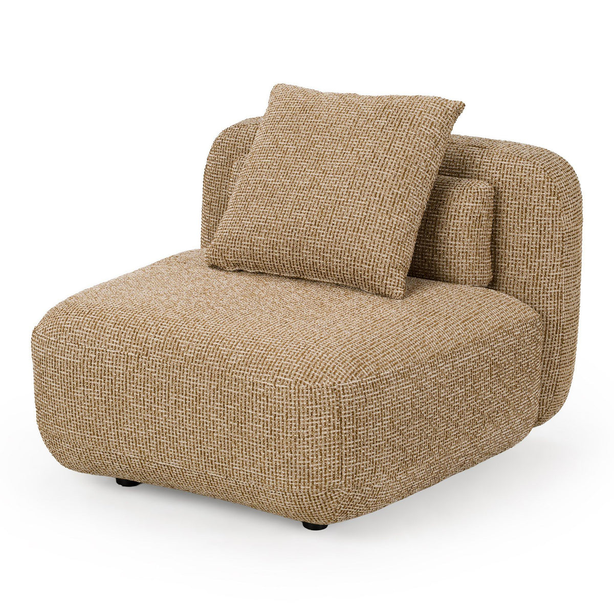 Beige Curved Chaise Sectional, Modern Left Facing Sofa with Pillows