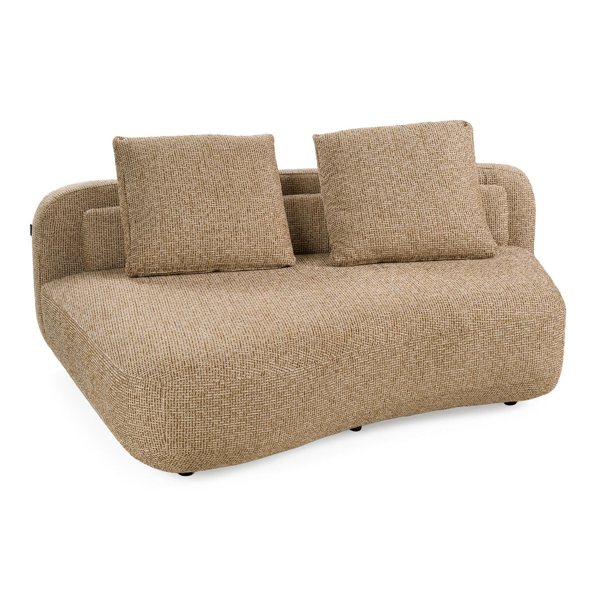 Beige Curved Chaise Sectional, Modern Left Facing Sofa with Pillows