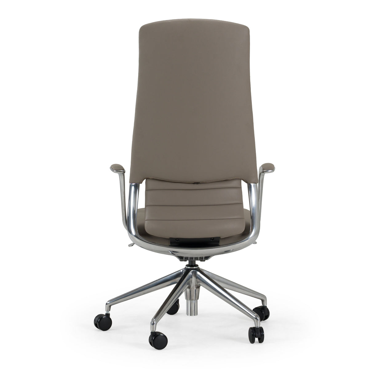 Grey Leather Executive Office Chair, High Back Desk Chair with Headrest