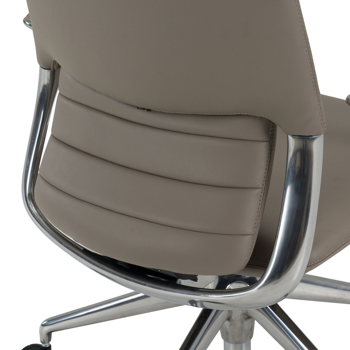 Grey Leather Executive Office Chair, High Back Desk Chair with Headrest