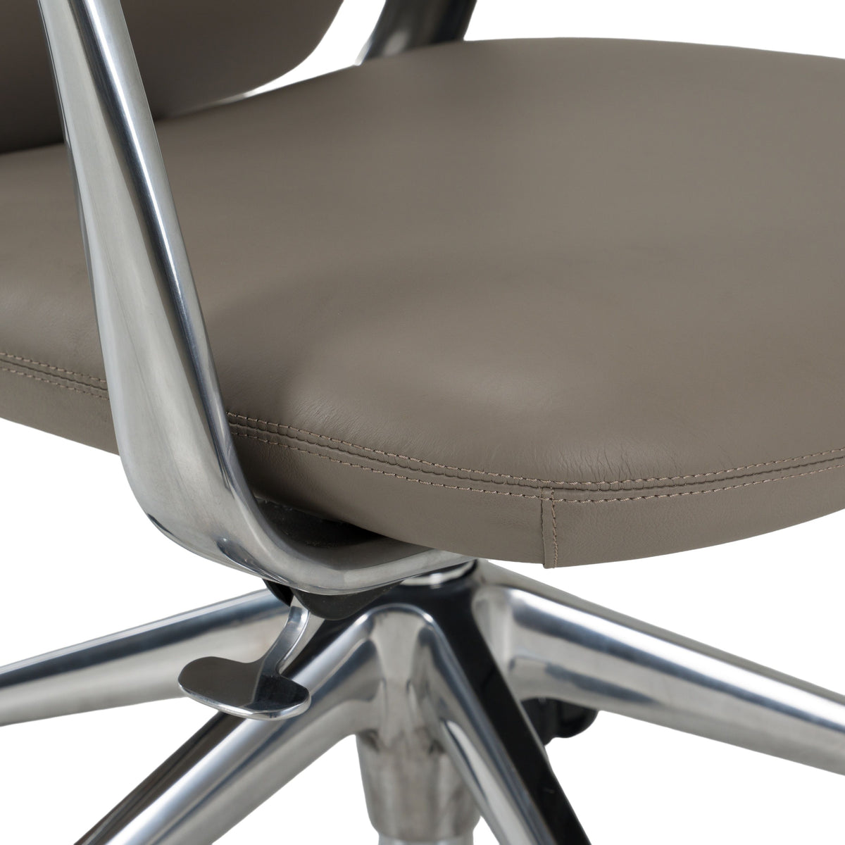 Grey Leather Executive Office Chair, High Back Desk Chair with Headrest