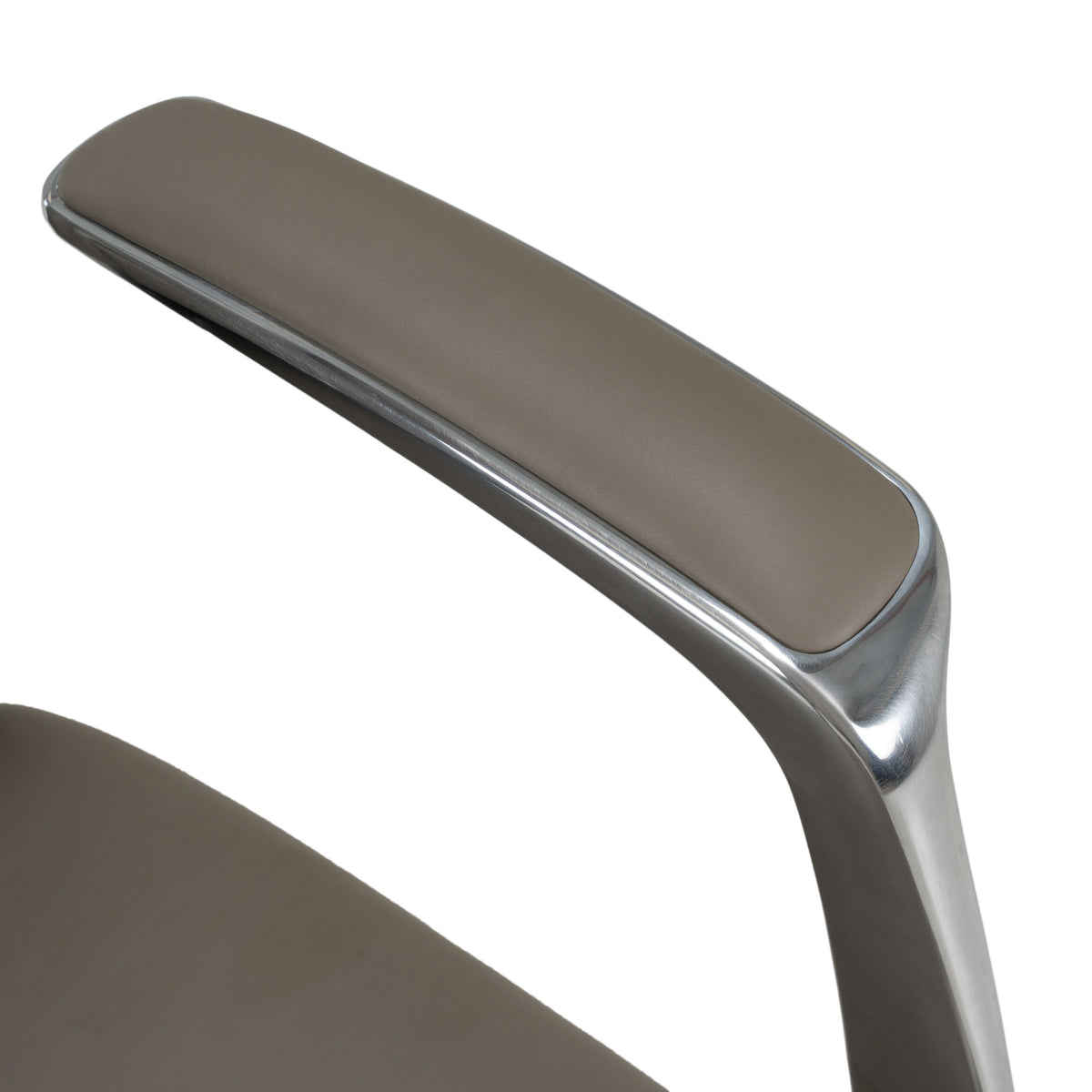 Grey Leather Executive Office Chair, High Back Desk Chair with Headrest