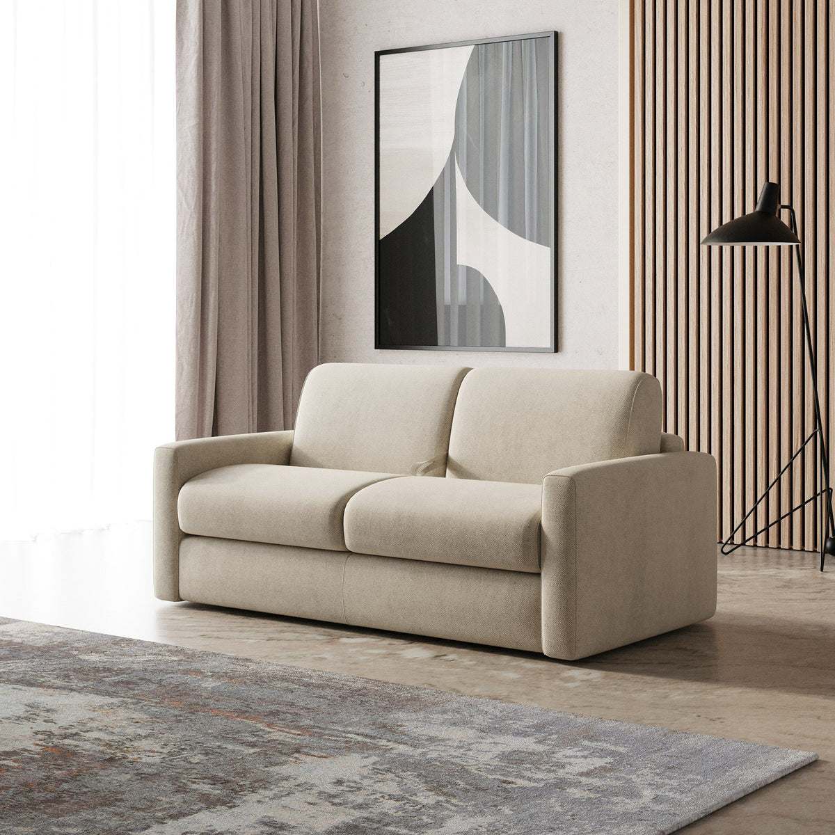 Sand Pull Out Sofa Bed, Italian Modern Full Size Sleeper Sofa