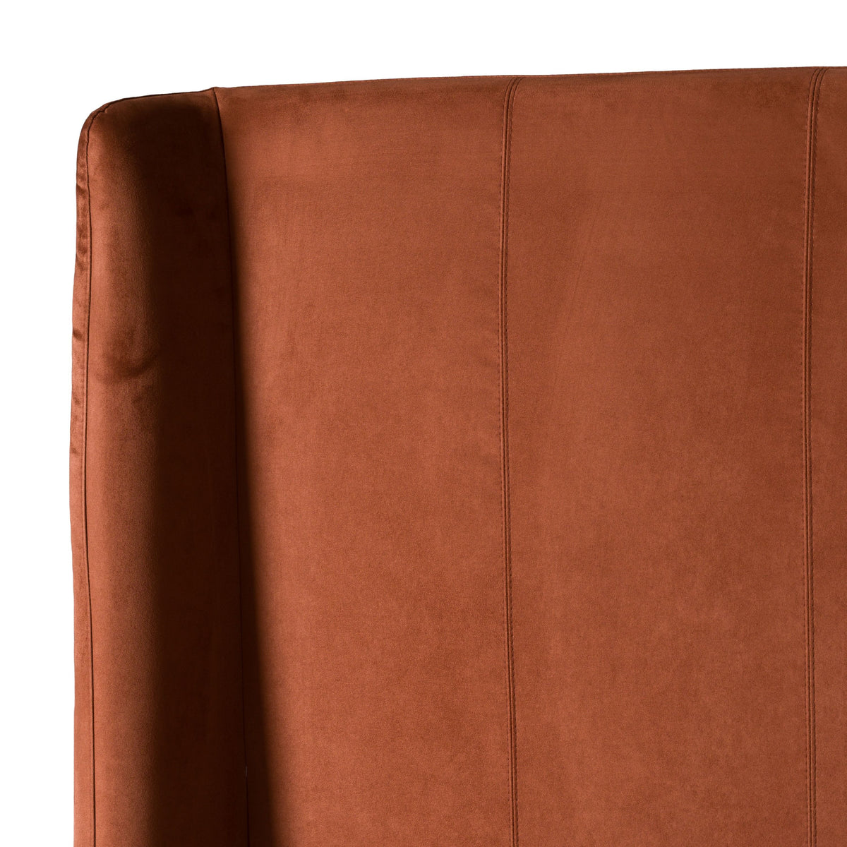 Burnt Orange Upholstered Bed Set, Modern Bed with Travertine Look Nightstands