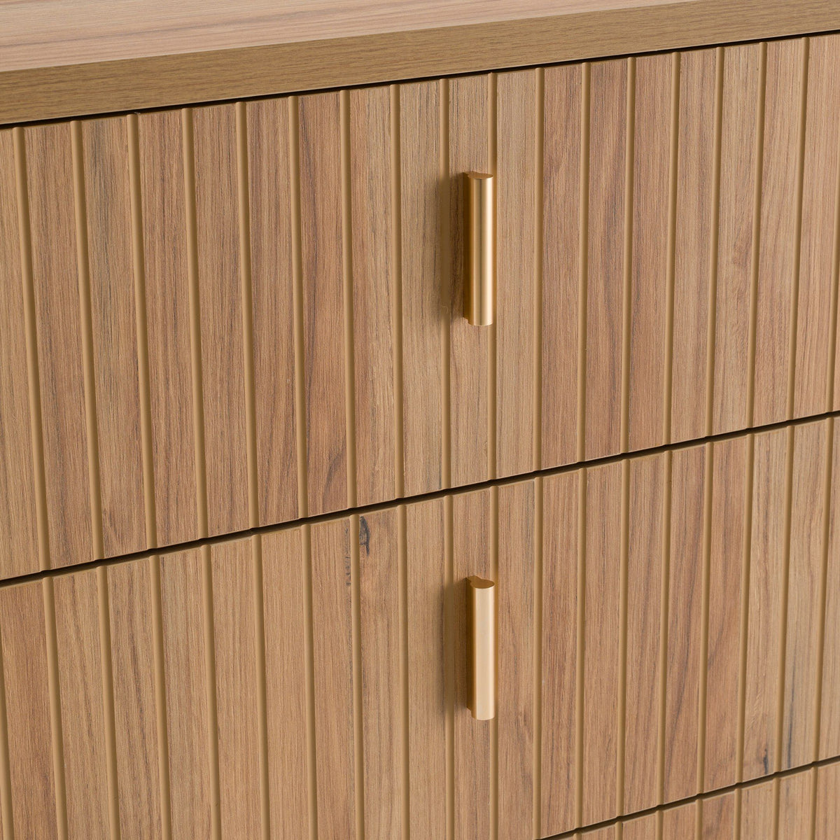 Oak and Gold Dresser, Modern Six Drawer Soft Close Dresser
