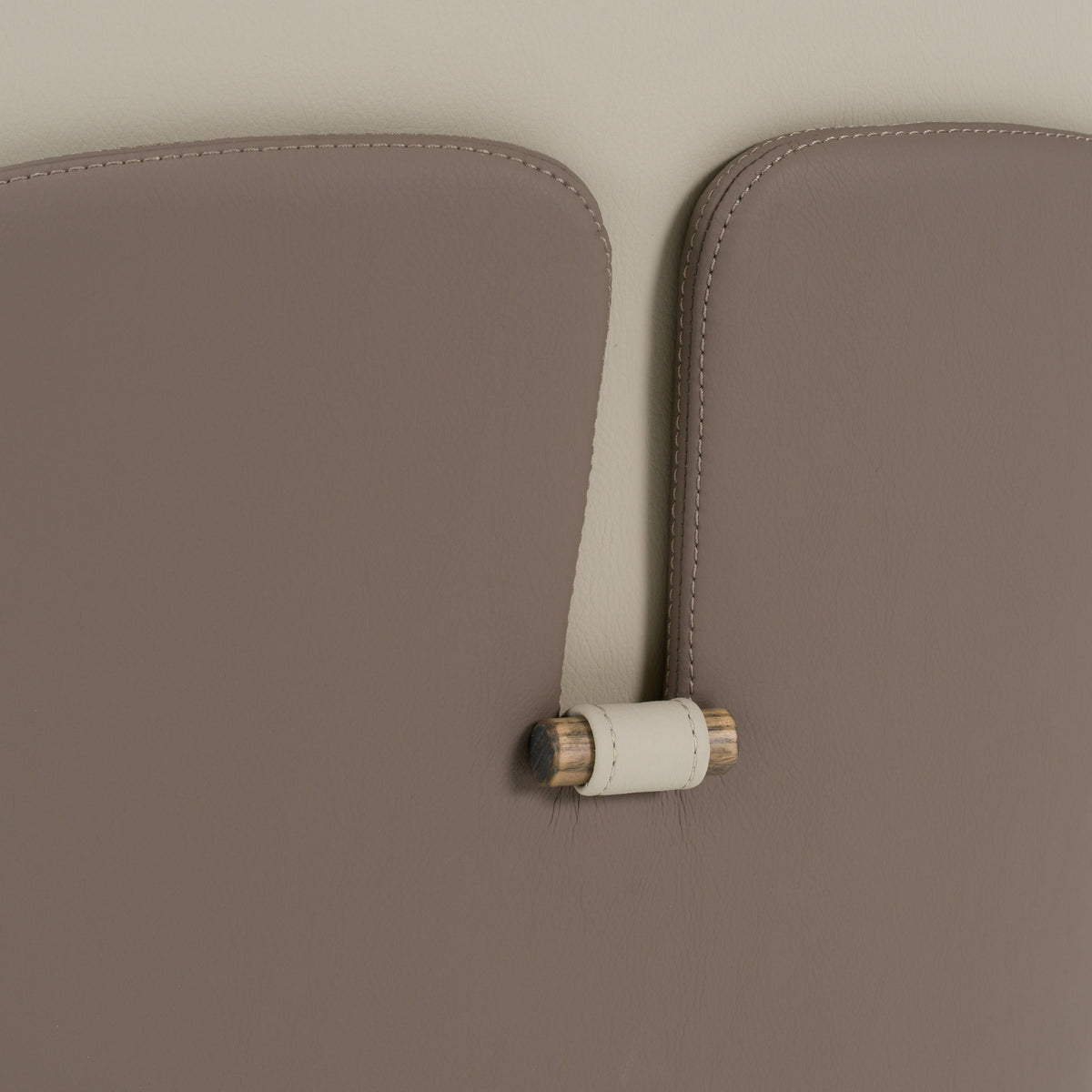 Mid Century Modern Dining Chairs, Cream and Taupe Vegan Leather Pair