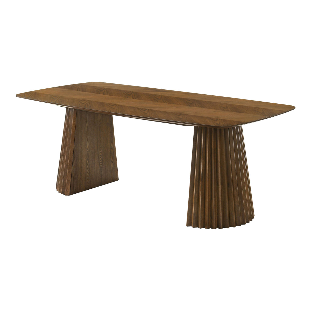 Herringbone Walnut Dining Set, Mid Century Modern Table with Green Chairs