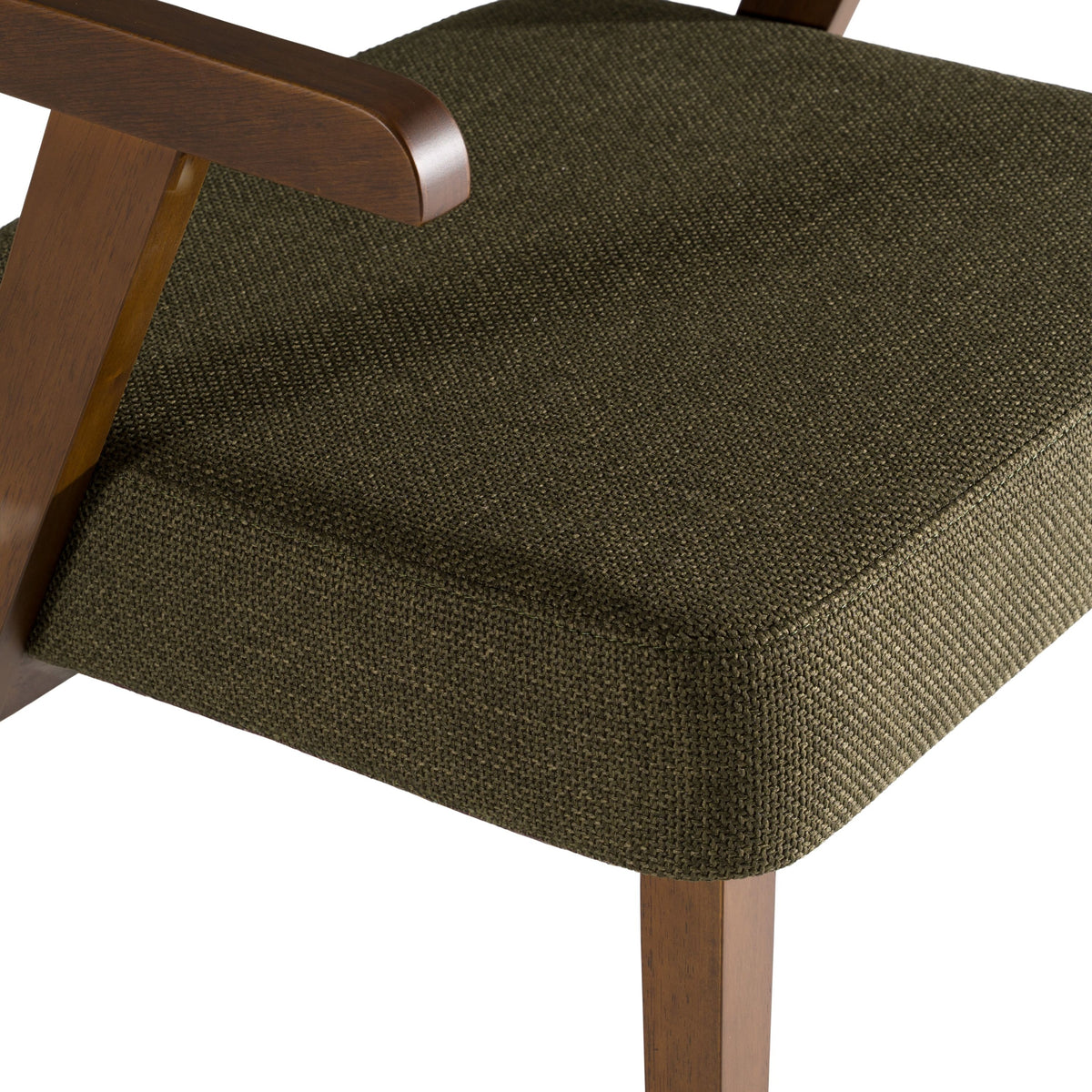 Herringbone Walnut Dining Set, Mid Century Modern Table with Green Chairs